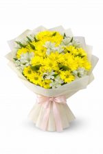 15 dal sarı papatyadan hazırlanmış zarif sarı papatya buketi