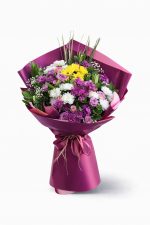 Beylikdüzü aynı gün teslim mor mevsim buketi renkli çiçek aranjmanı