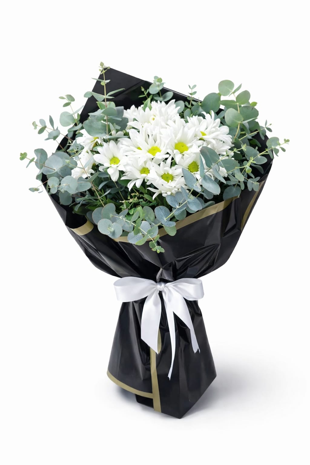 Beyaz Papatya Buketi Beylikdüzü aynı gün teslim beyaz papatya buketi okaliptuslu şık çiçek