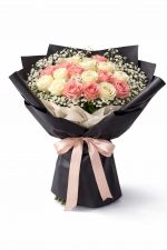 Beylikdüzü aynı gün teslim pembe beyaz güllerle dans çiçek buketi