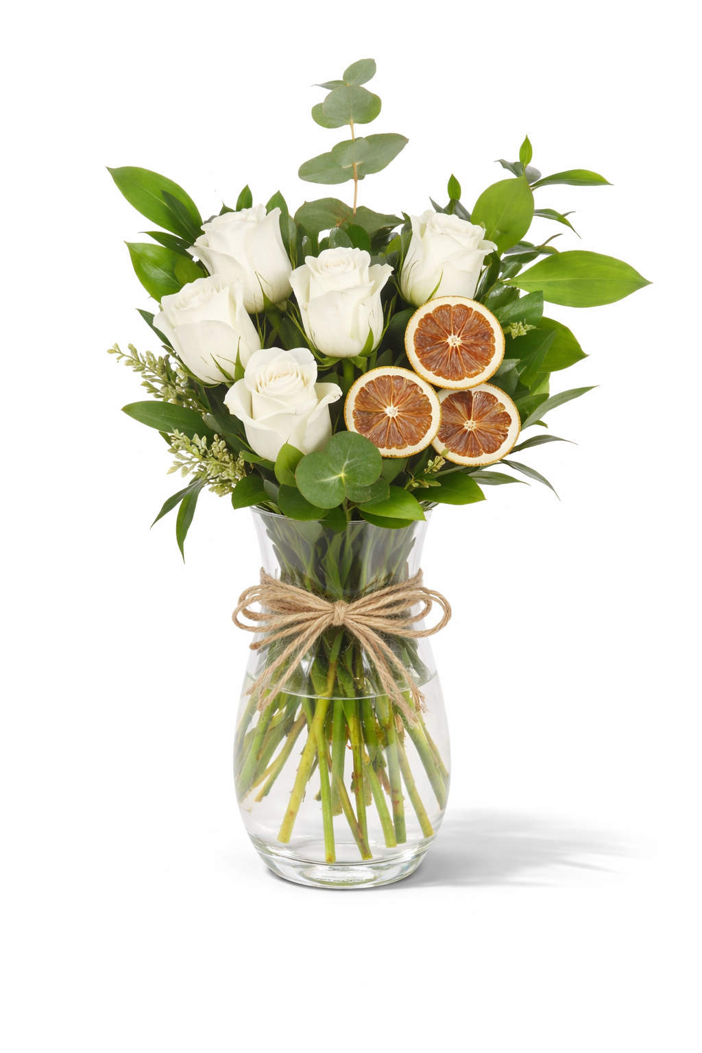 Cam Vazoda Beyaz Güller Cam vazoda beyaz güller aranjmanı