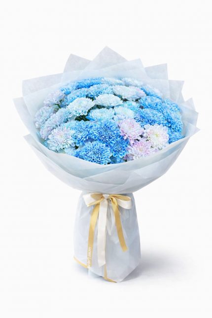 İthal mavi krizantem buketi Beylikdüzü aynı gün teslim