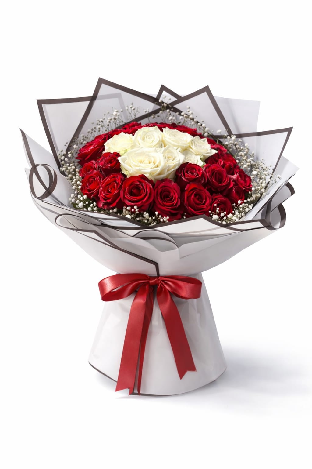 33 Gül Buketi Beylikdüzü aynı gün teslim 33 gül buketi kırmızı beyaz