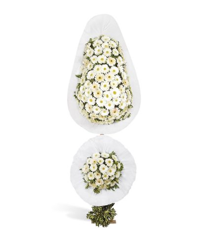 Çift Göbek Sepet Beyaz nikah ve açılış çiçeği